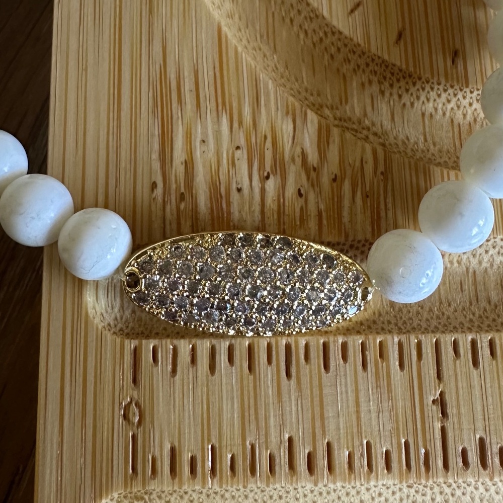 Compressed Shell Stretch Bracelet With Gold Pave … - image 8